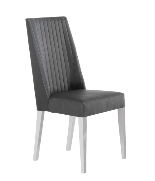 Lux Dining Chair collection in White High Gloss Laqour and Faux Taupe leather - Euro Living Furniture