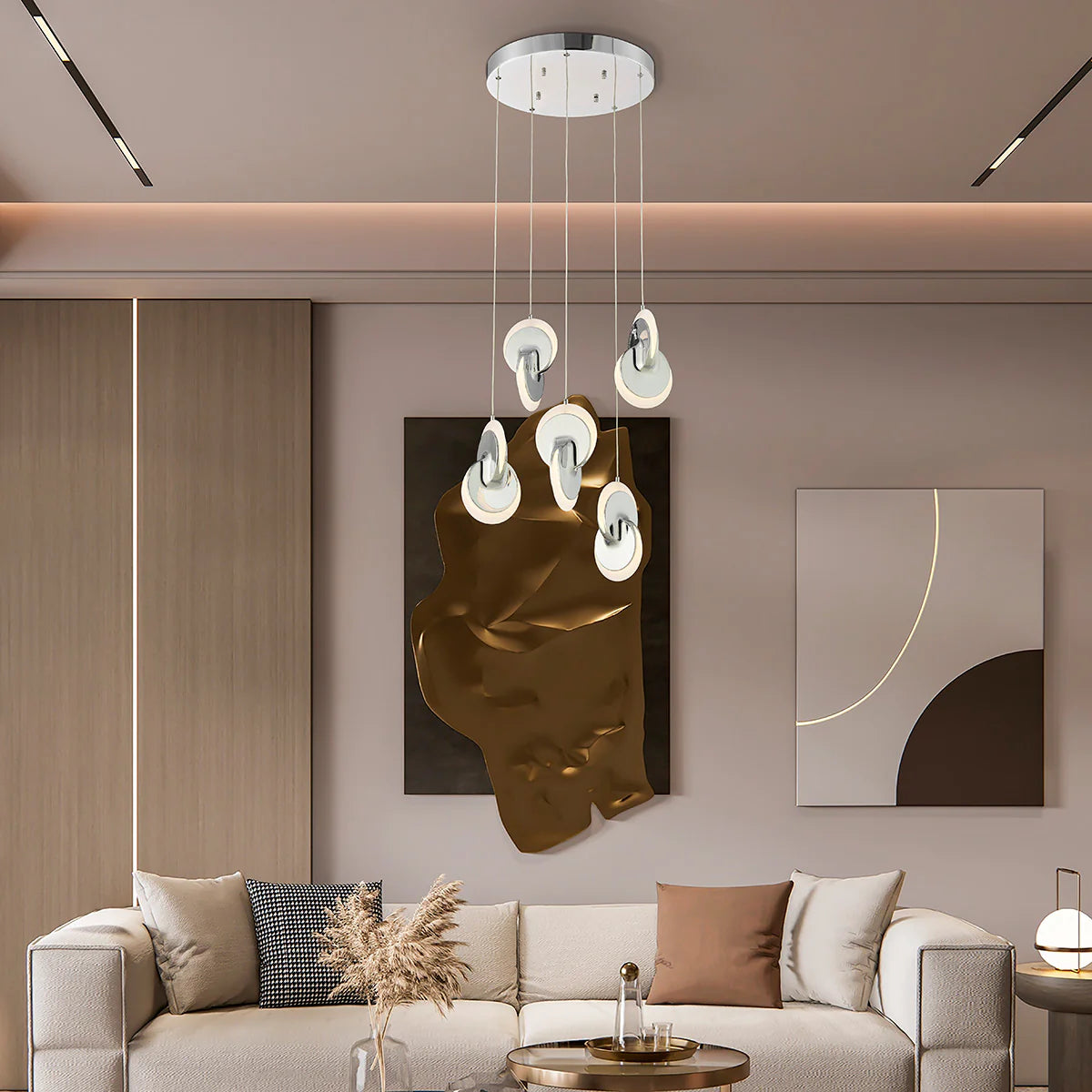 WHEEL 5-LIGHT CHANDELIER - Euro Living Furniture