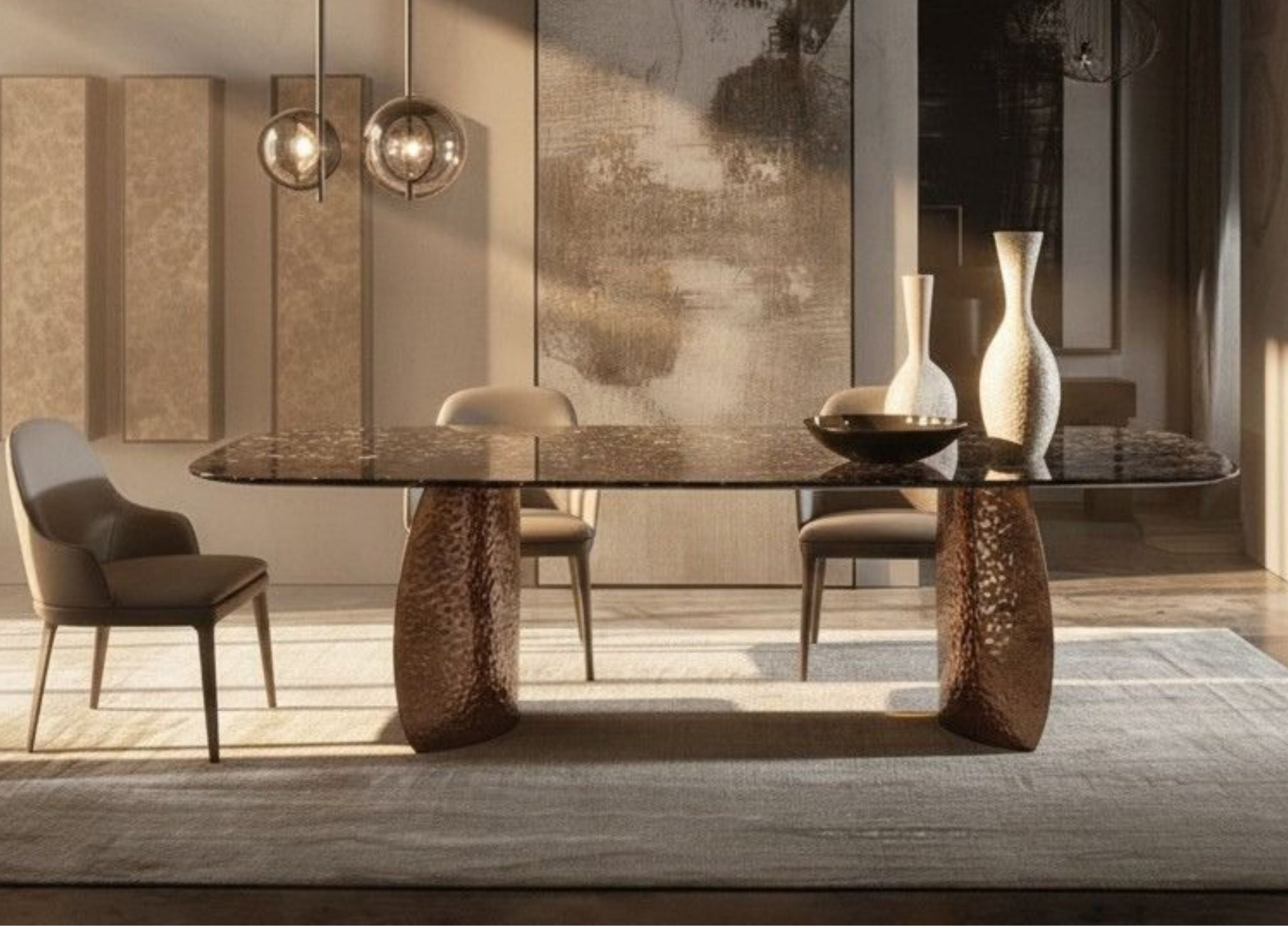 Riviera Glass Dining table - Euro Living Furniture