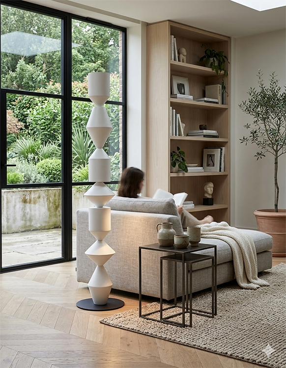 Shapes White Floor Lamp