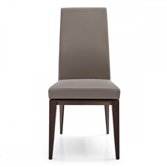 Bess Dining Chair CS1294 D04 Esprit Taupe Leather with P132 Graphite Finish Wood Legs - Euro Living Furniture