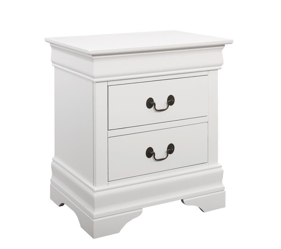 Louis Philippe 2-drawer Nightstand White - Euro Living Furniture