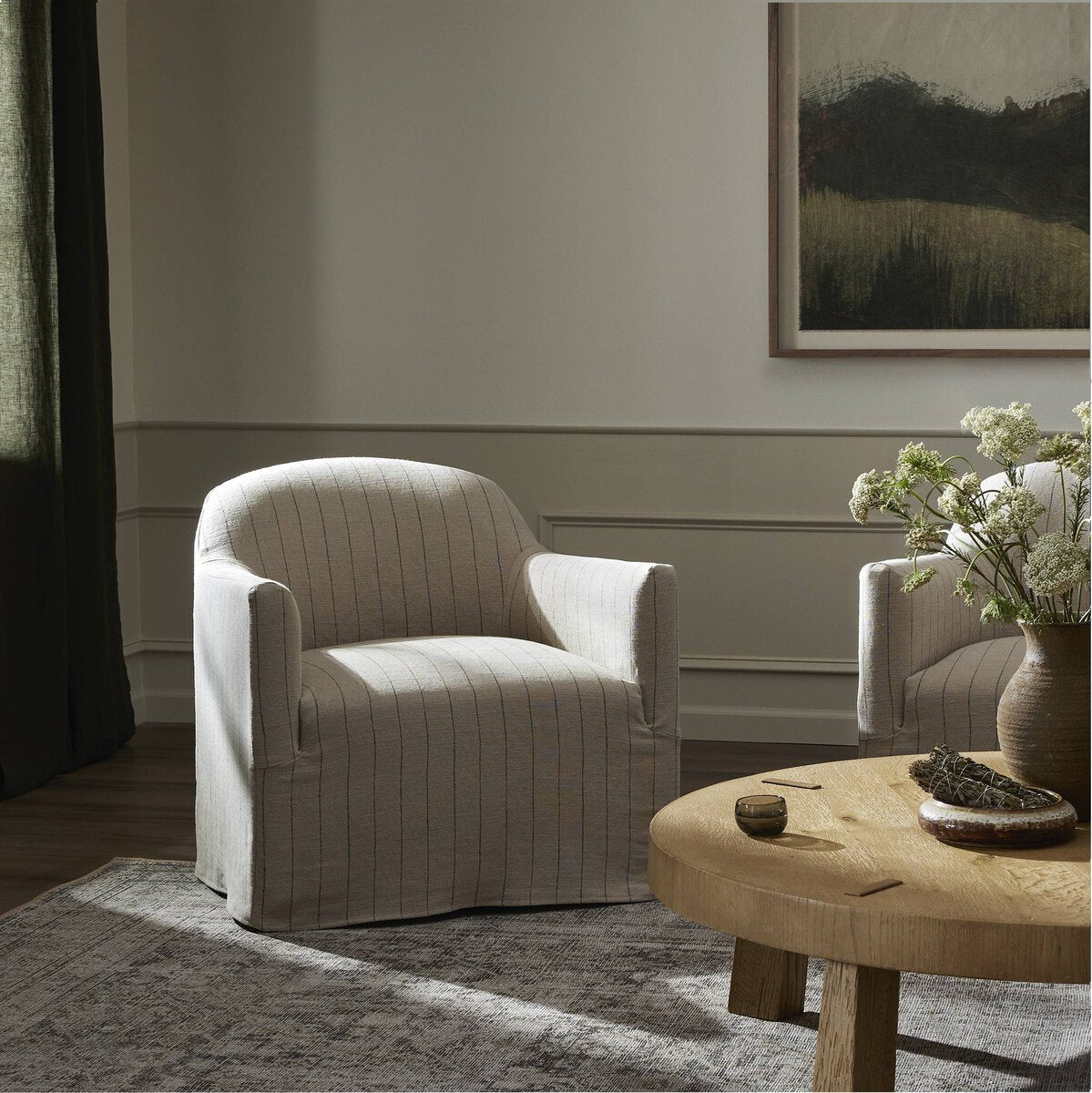 Lowell Slipcover Swivel Chair - Euro Living Furniture
