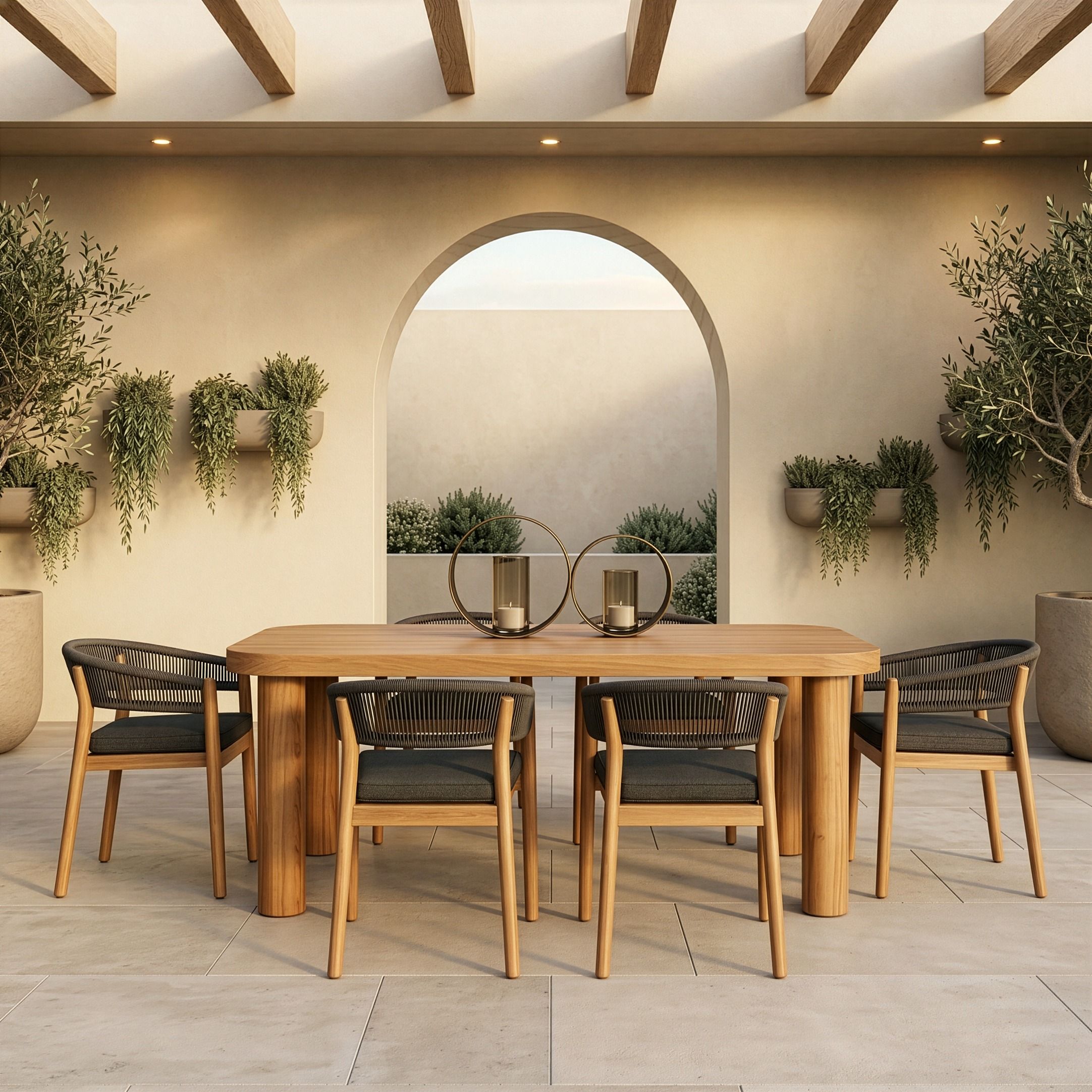 Koko Outdoor Dining Set (6 Chairs) - Euro Living Furniture