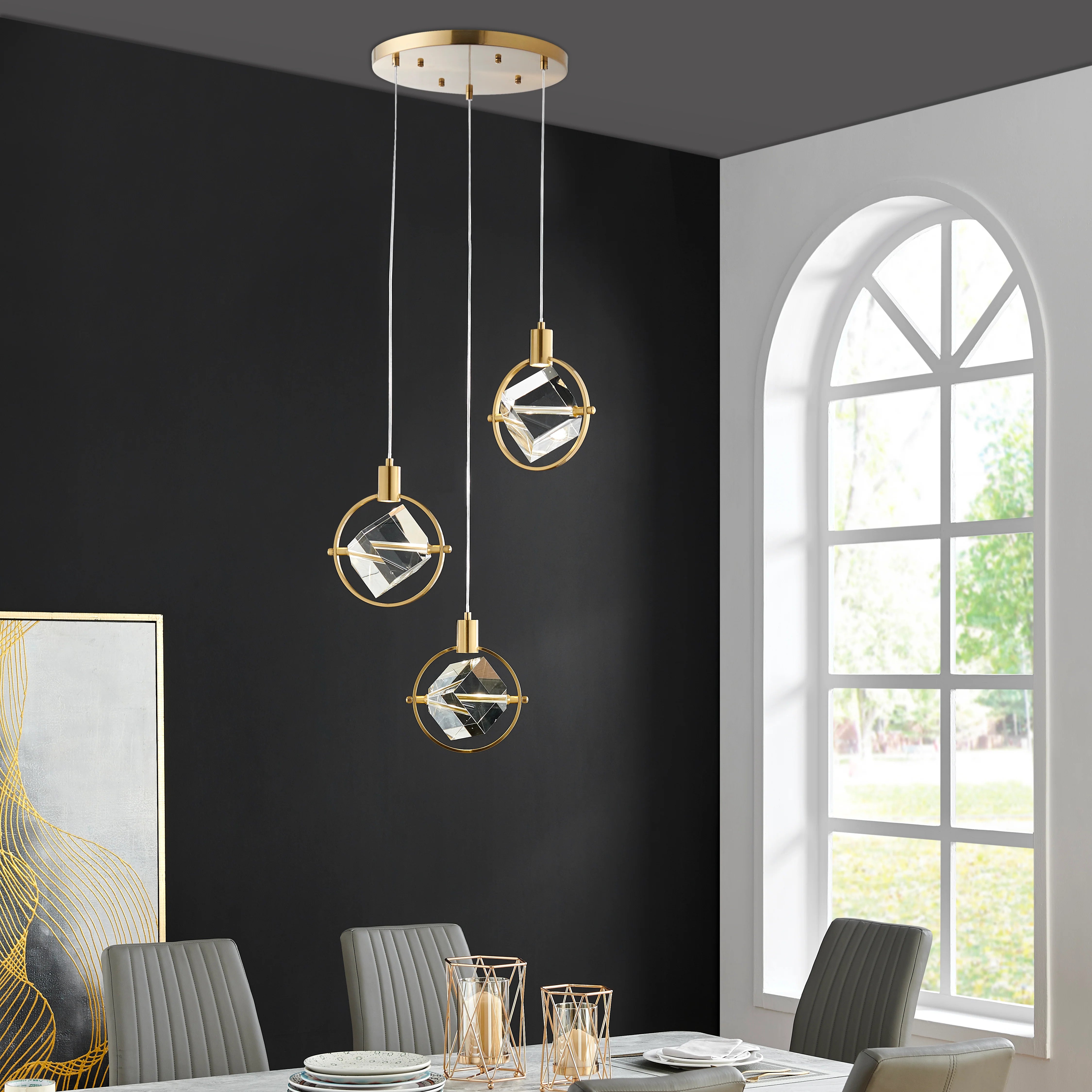 MILA CUBE CHANDELIER - Euro Living Furniture