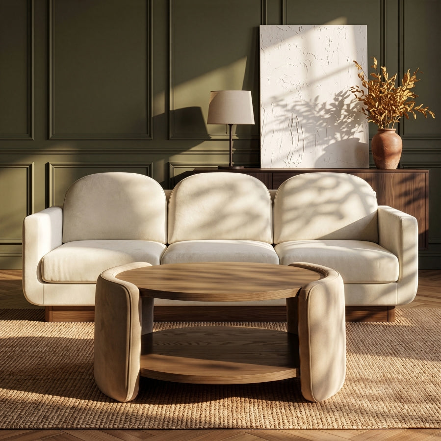 Congo Wood and Velvet Coffee Table