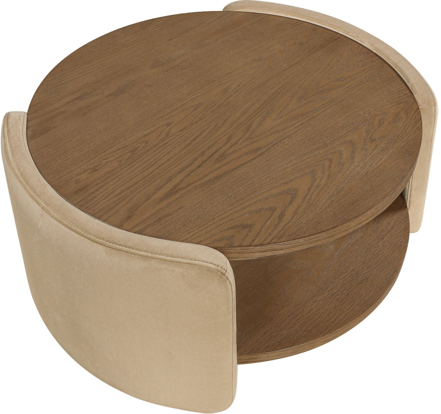 Congo Wood and Velvet Coffee Table