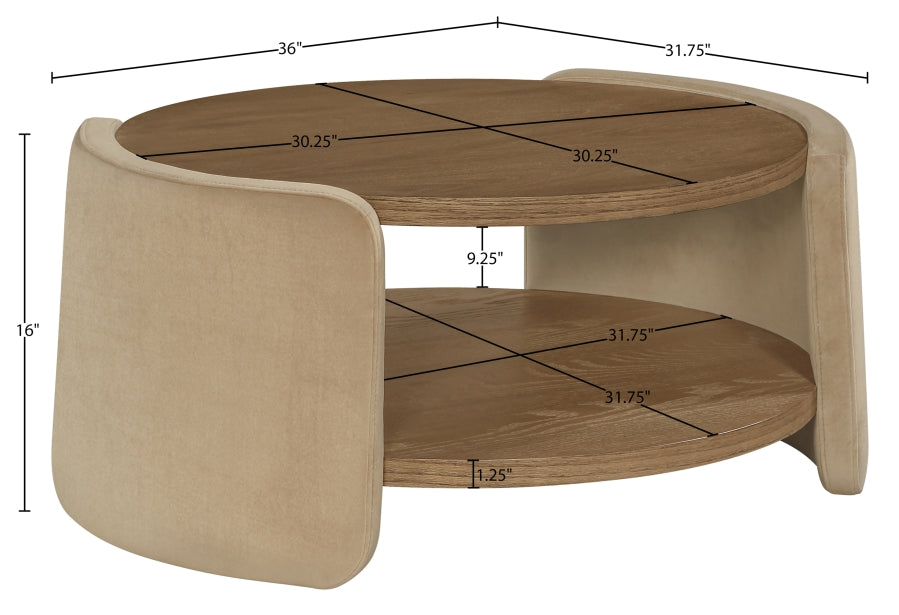 Congo Wood and Velvet Coffee Table