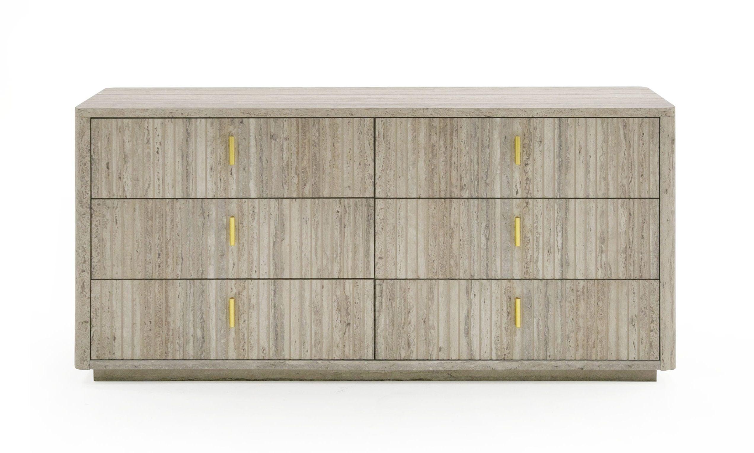 Rome Faux Travertine + Gold Dresser - Euro Living Furniture