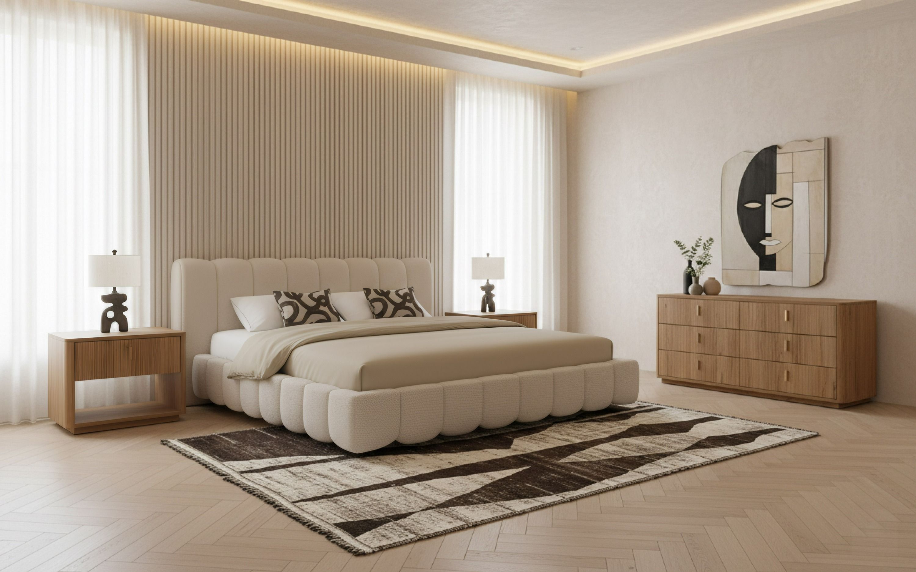 Serena Bedroom set -Bed+ 2NS+ Dresser - Euro Living Furniture