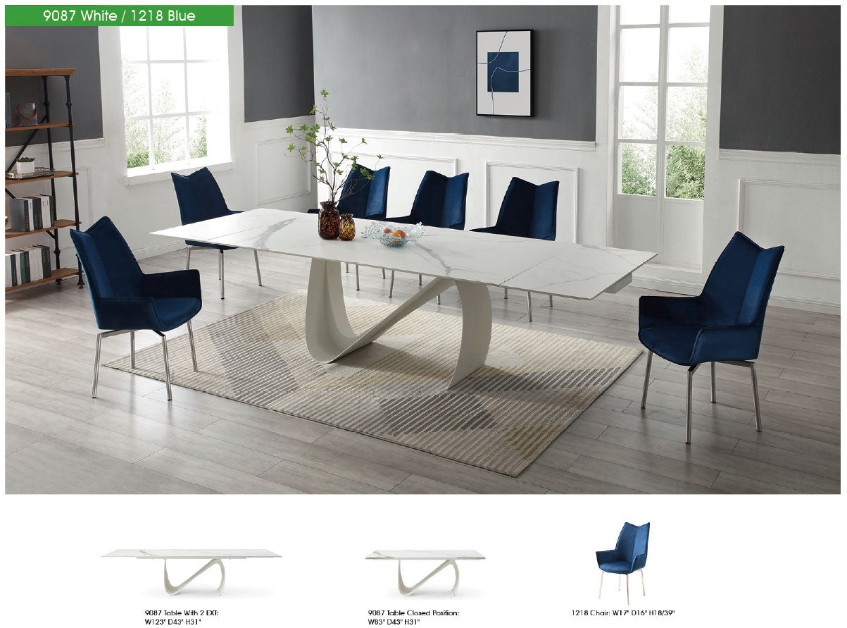 Marceline Table White Ceramic Top 123in - Euro Living Furniture