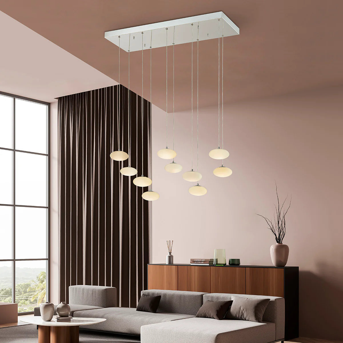 Carol Spanish Alabaster Rectangular Chandelier