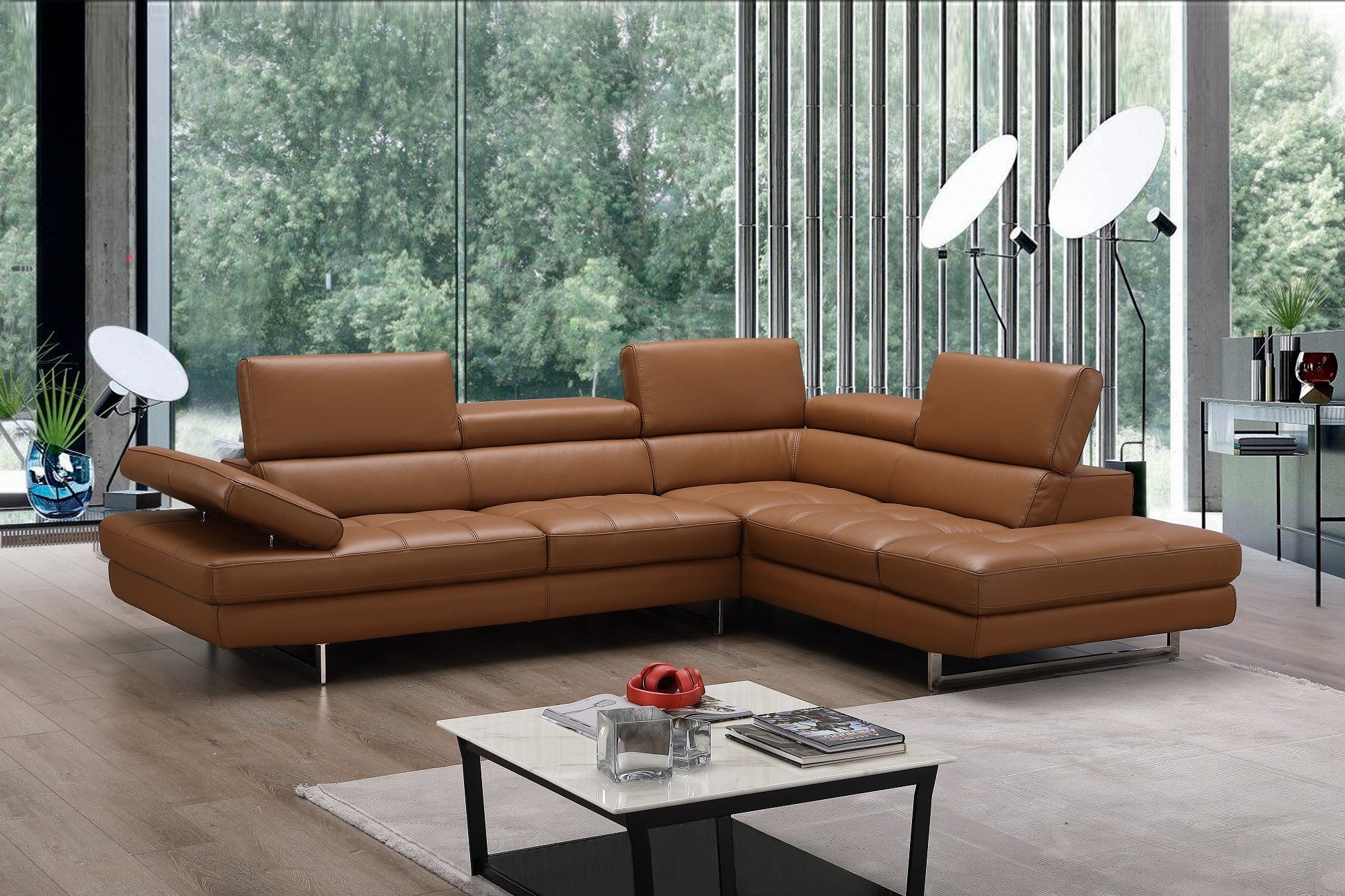 CHECKMATE LEATHER SECTIONAL - Euro Living Furniture