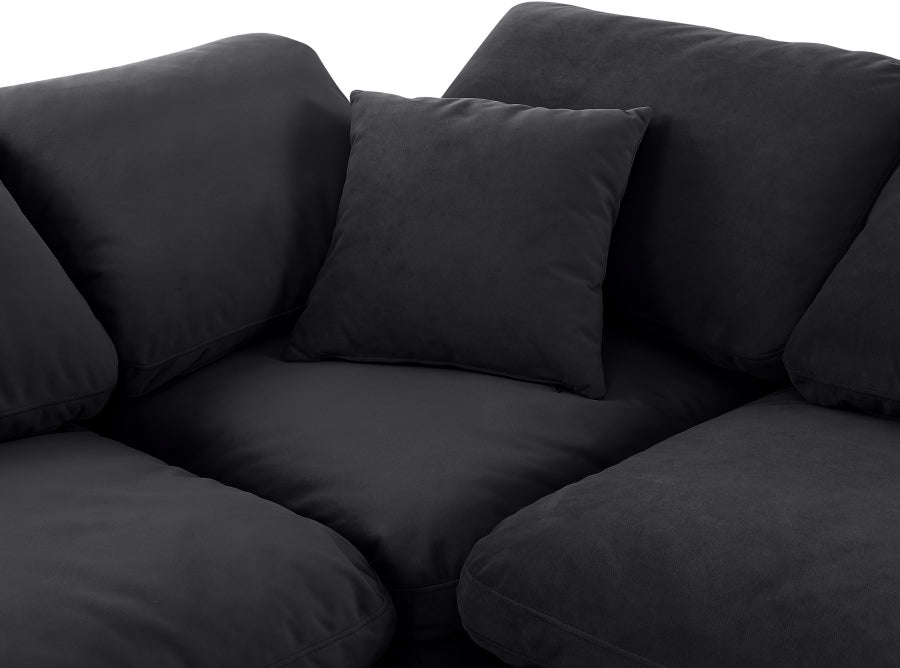 The Cloud sectional in black velvet fabric 4 pieces - Euro Living Furniture