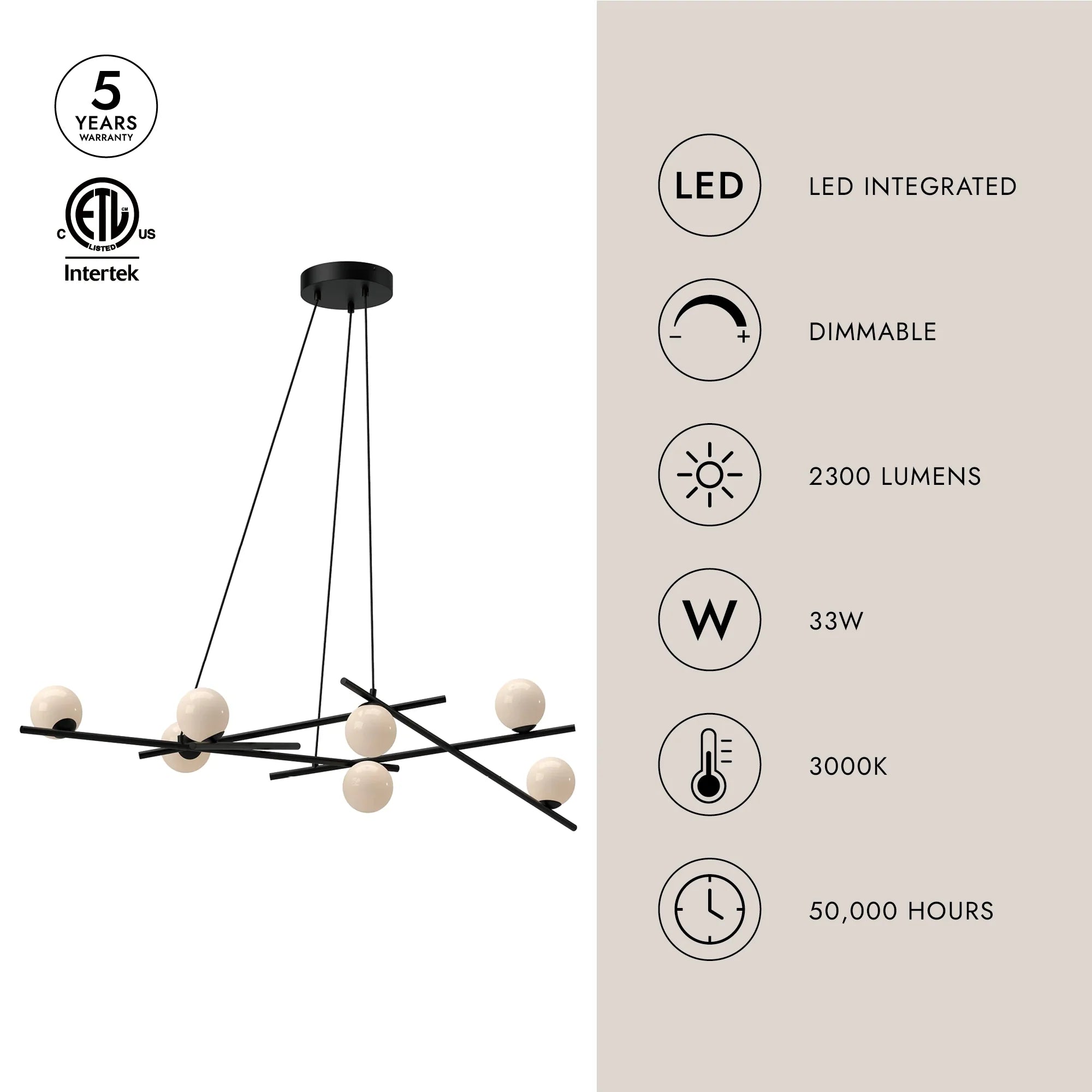 ARA 54-in CHANDELIER - Euro Living Furniture