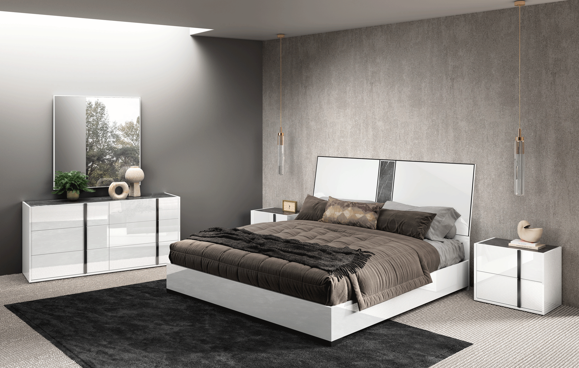 Bethroma Bed Collection Marble - Euro Living Furniture