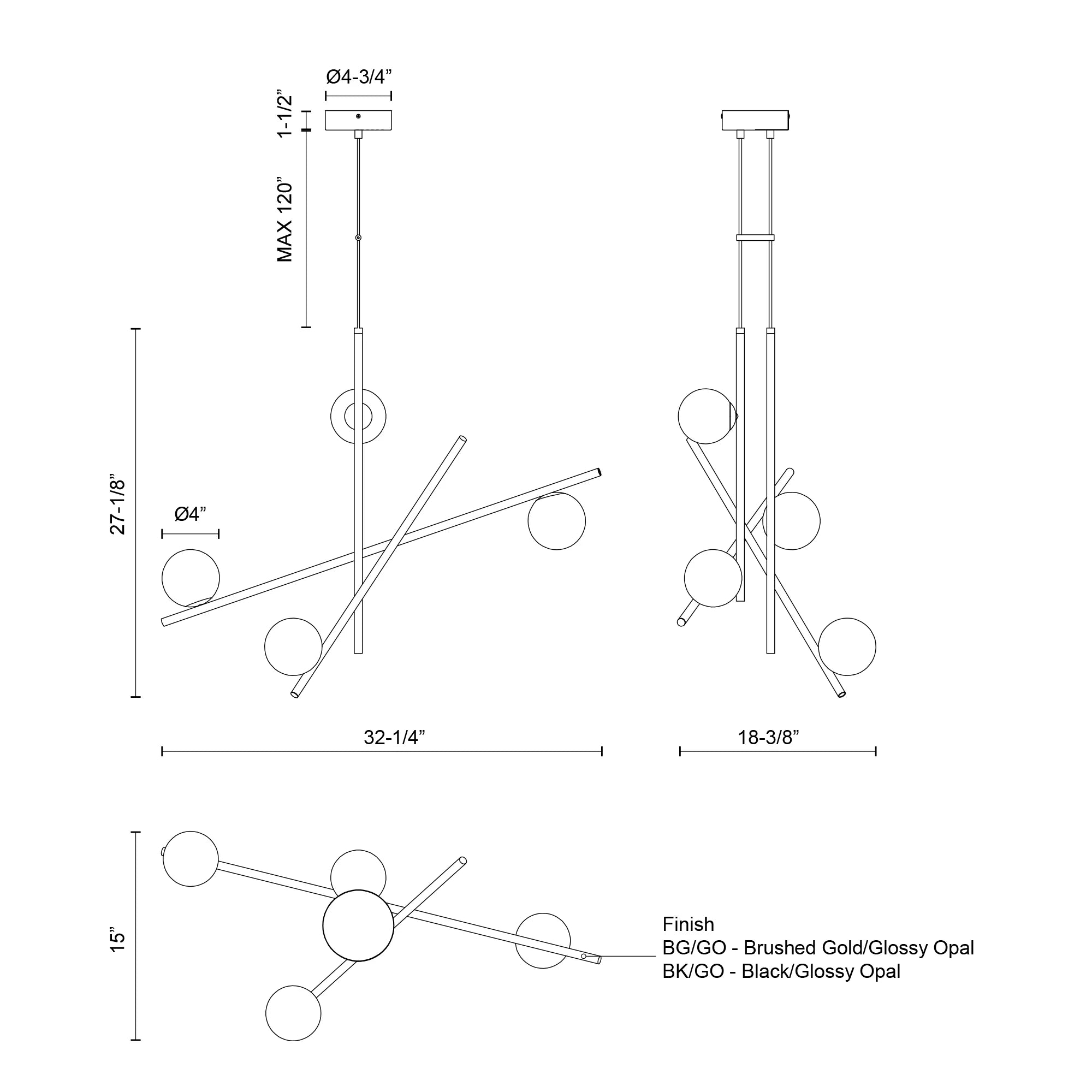 ARA 32-IN CHANDELIER - Euro Living Furniture