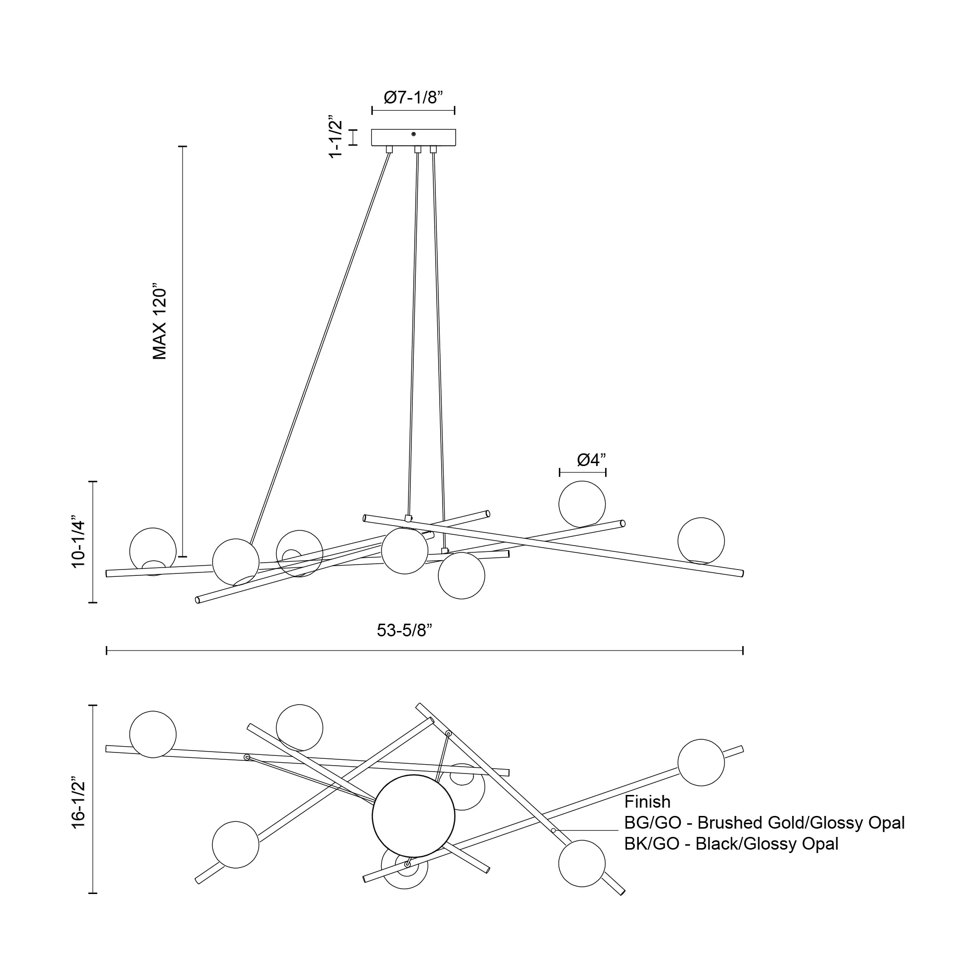 ARA 54-in CHANDELIER - Euro Living Furniture