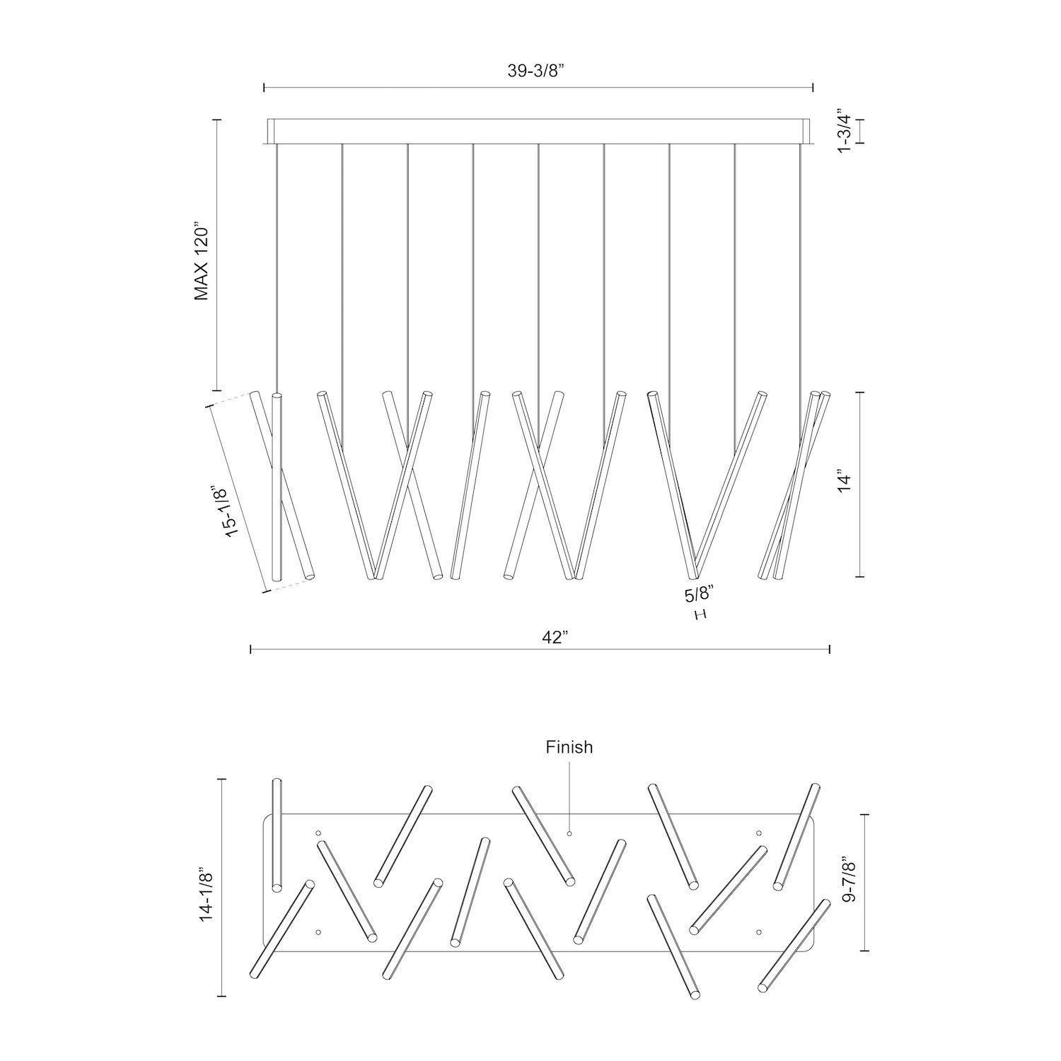 Chopsticks 40-in Linear Pendant - Euro Living Furniture