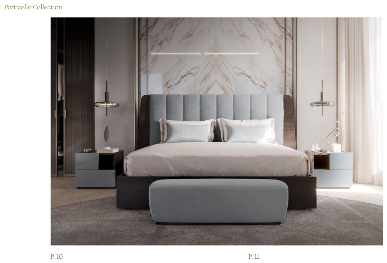Porticello Bedroom Set with Upholstered Headboard - Euro Living Furniture