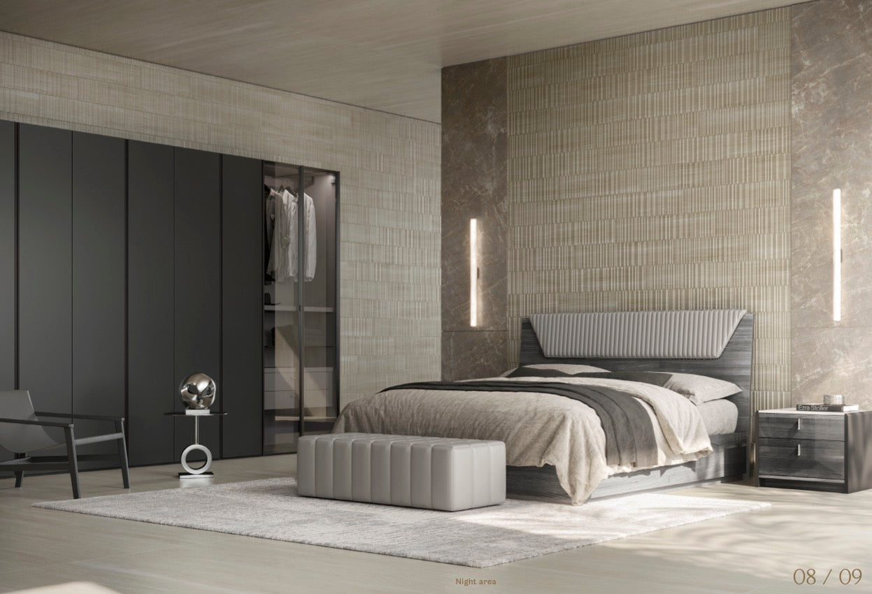 VULCANO Italian Bedroom Collection with Upholstered Headboard - Euro Living Furniture