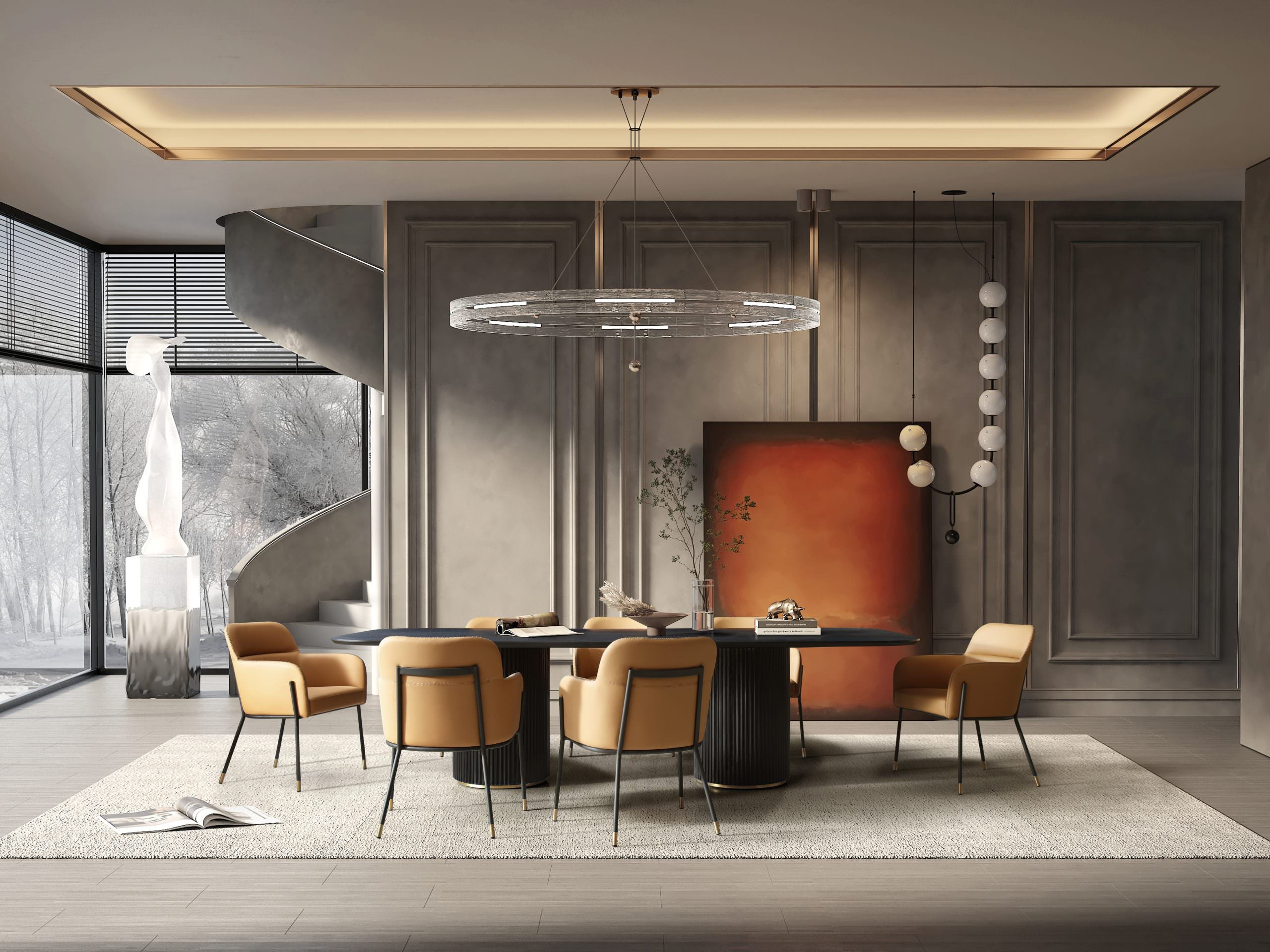 Ida Dining Table 110in - Euro Living Furniture