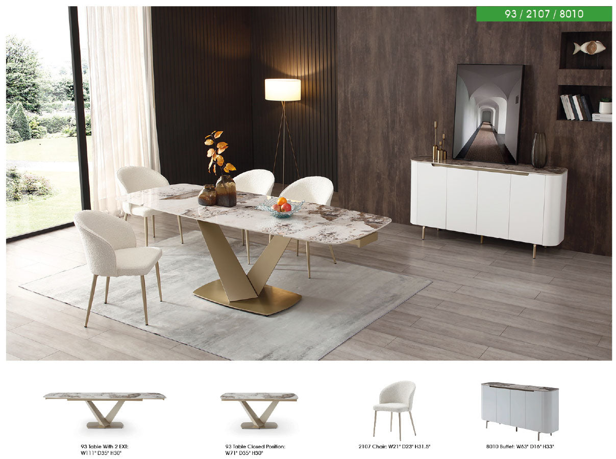 Viola Dining Table 110in - Euro Living Furniture