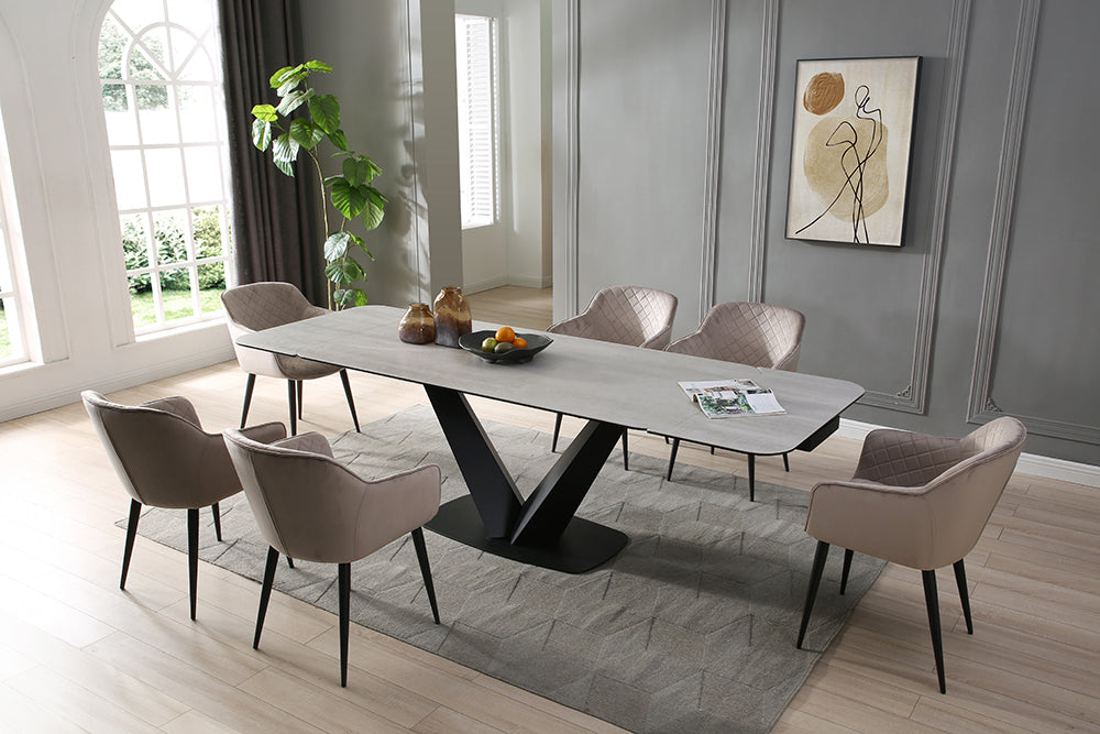 Arlen Ceramic Dining Table 71-103in - Euro Living Furniture