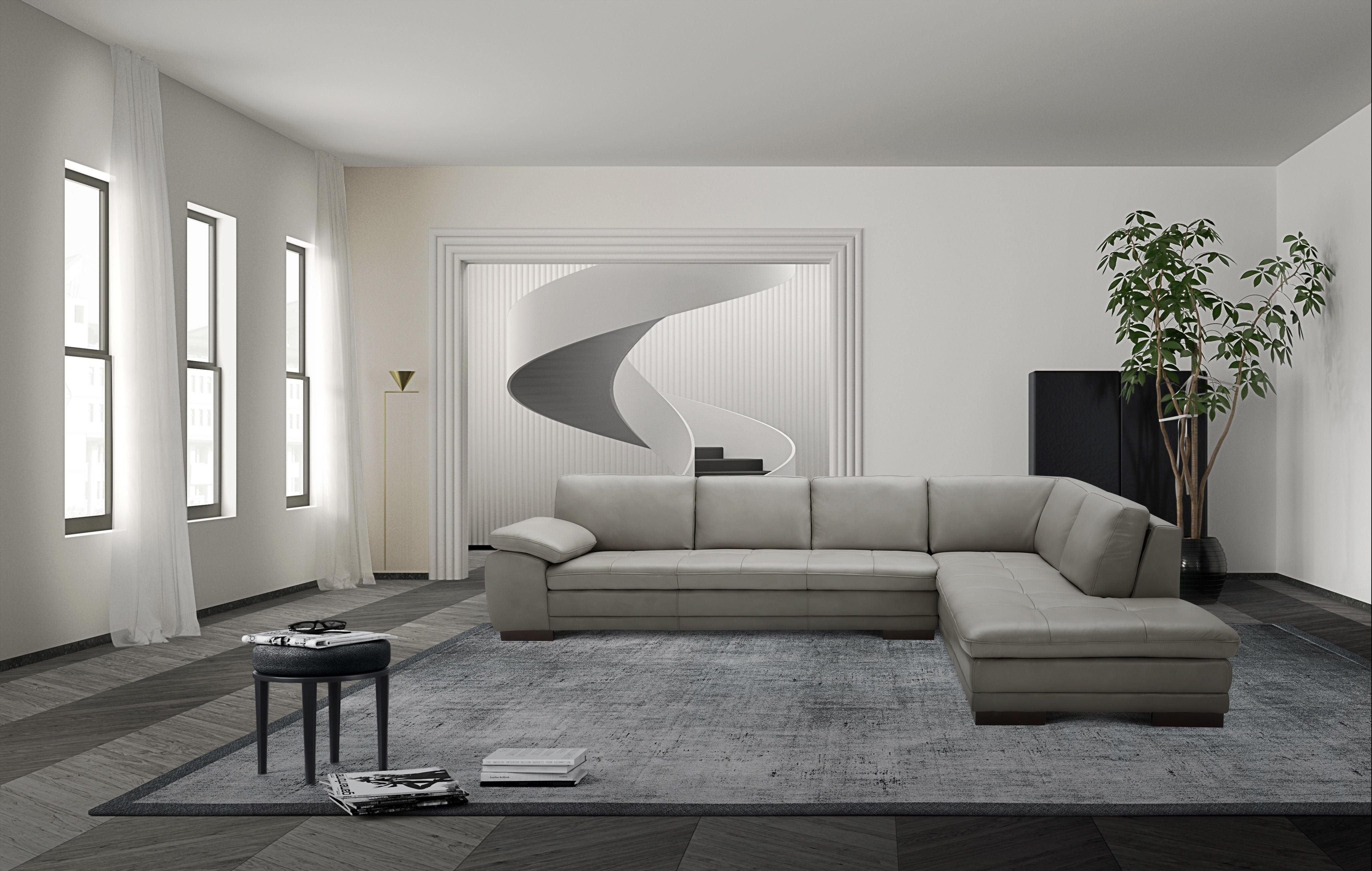 Falcon Section Grey Leather - Euro Living Furniture