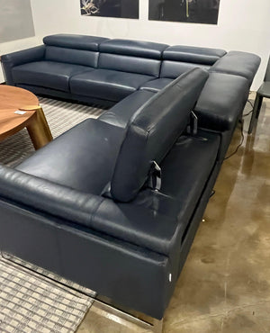 Othello Leather recliner sectional  Blue - Euro Living Furniture