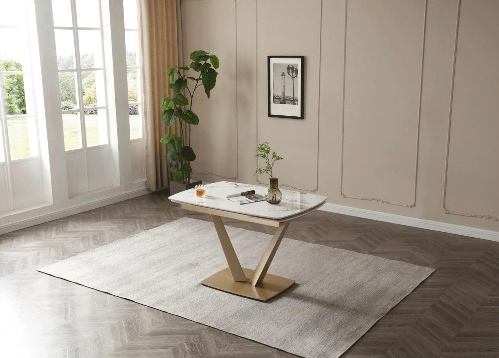 Niah dining table 71” - 47” extendable (small version) with 4 chairs - Euro Living Furniture