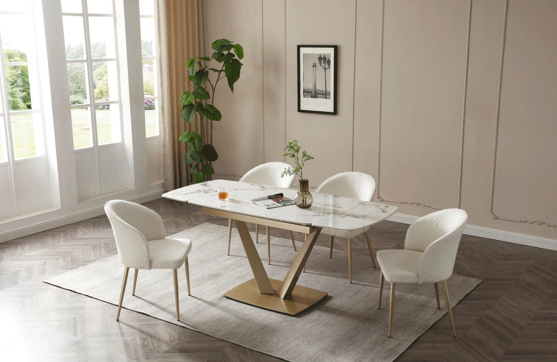 Niah dining table 71” - 47” extendable (small version) with 4 chairs - Euro Living Furniture