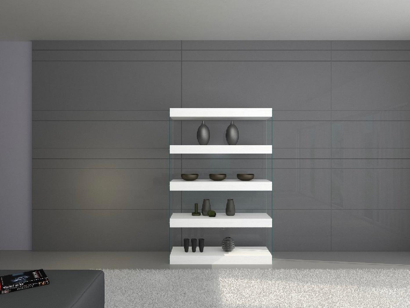 Float curio bookshelves white lacquer - Euro Living Furniture