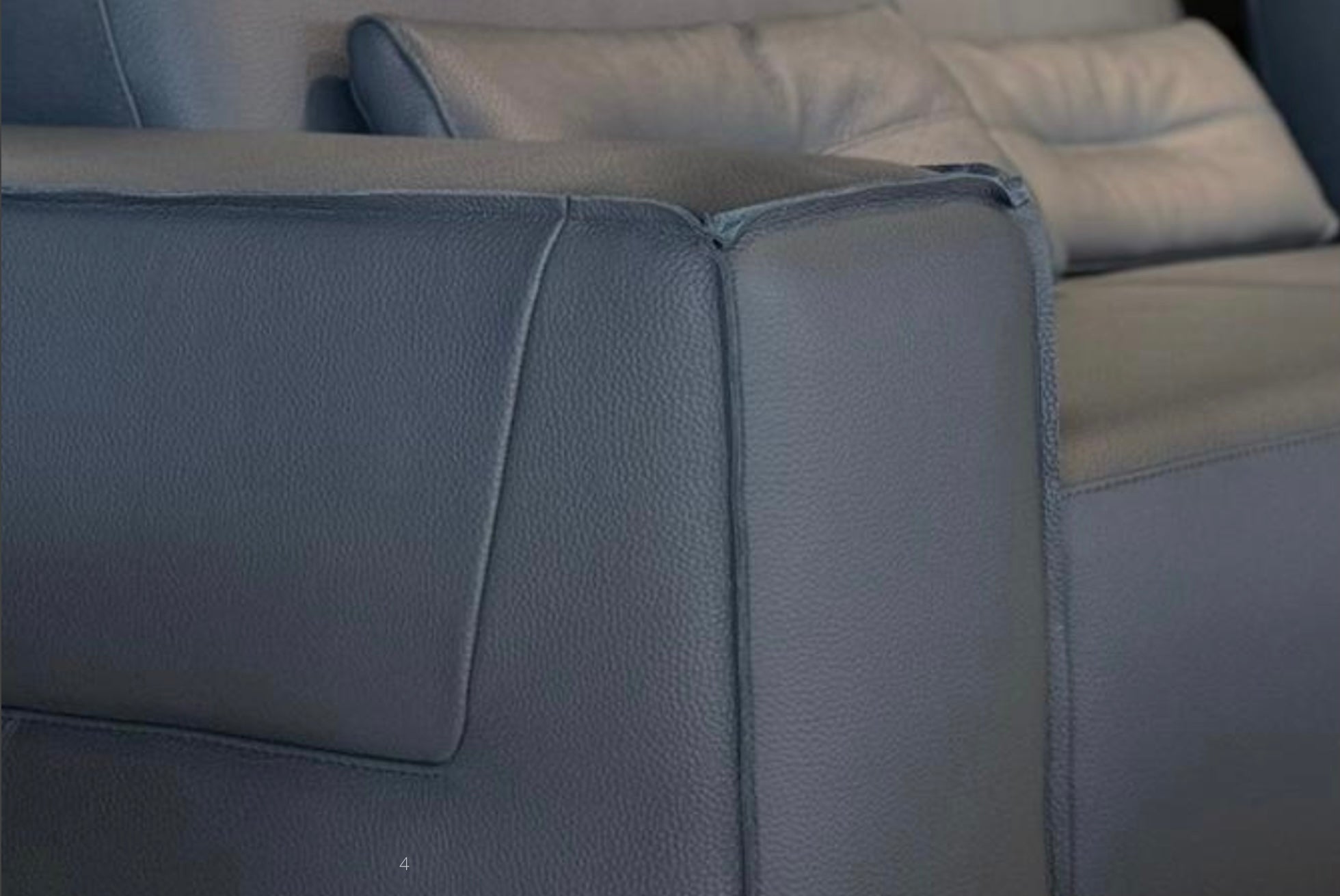 Florence leather sectional -  dark grey - Euro Living Furniture