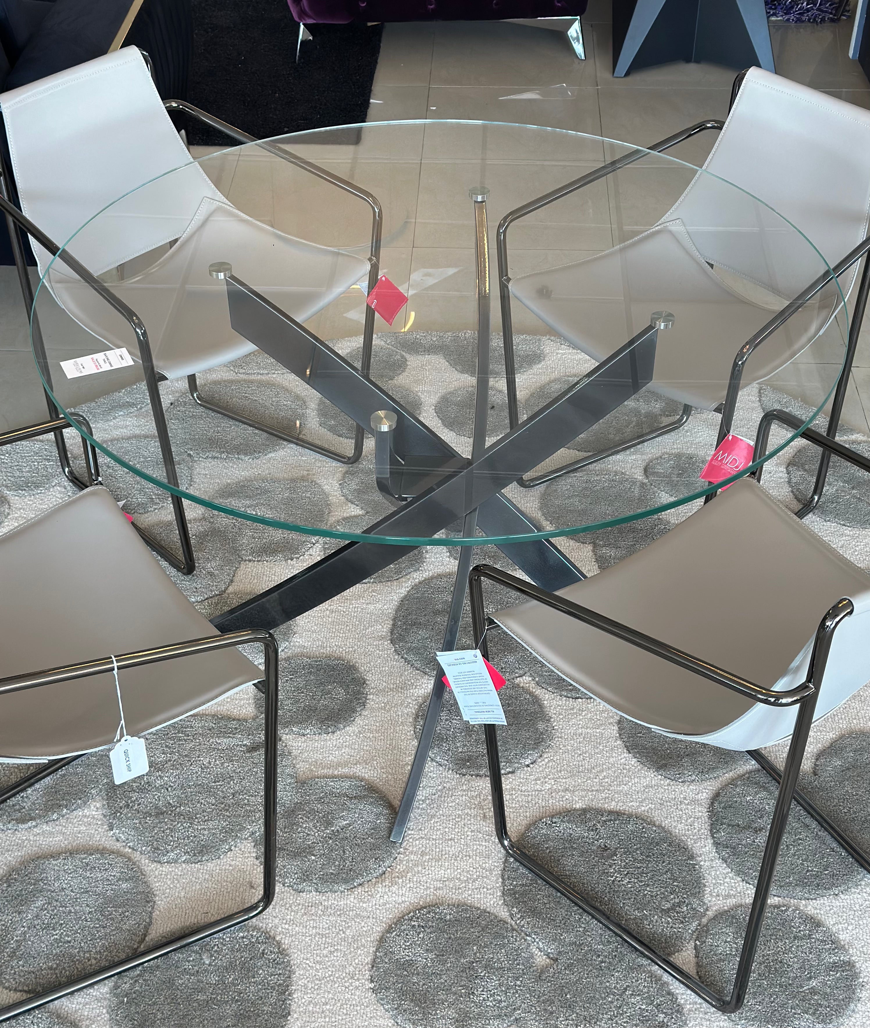 ROUND DINING TABLE + 4 CHAIRS - Euro Living Furniture