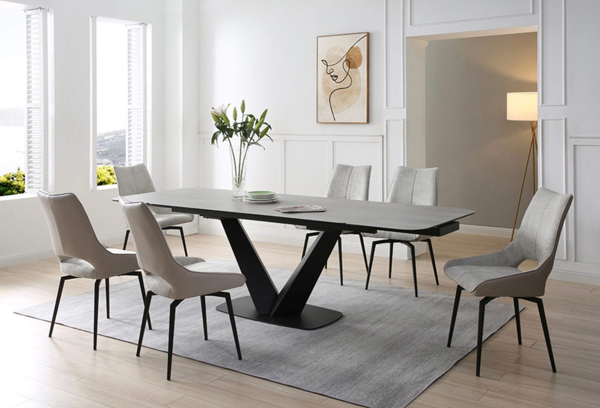 Bella nova dining set with 6 chairs - Euro Living Furniture