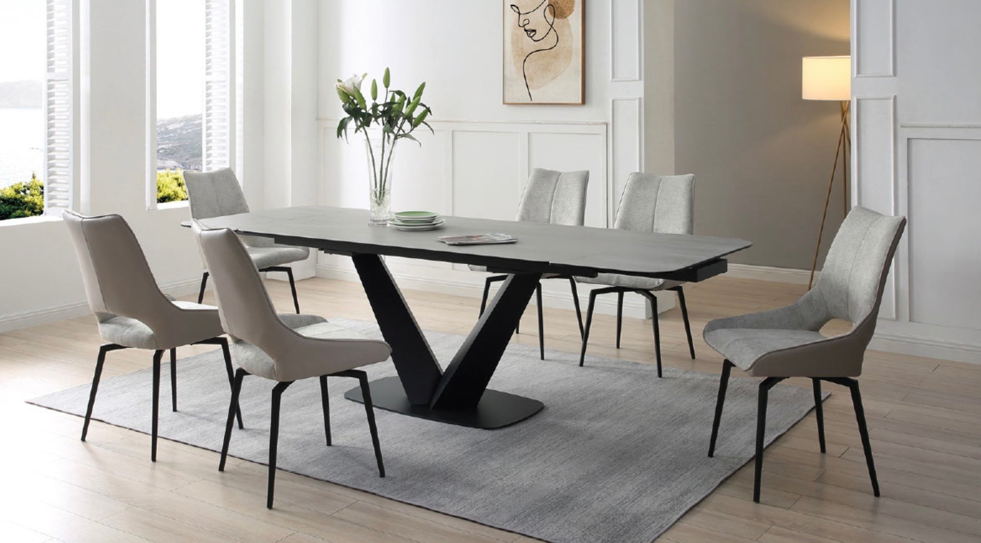 Bella nova dining set with 6 chairs - Euro Living Furniture