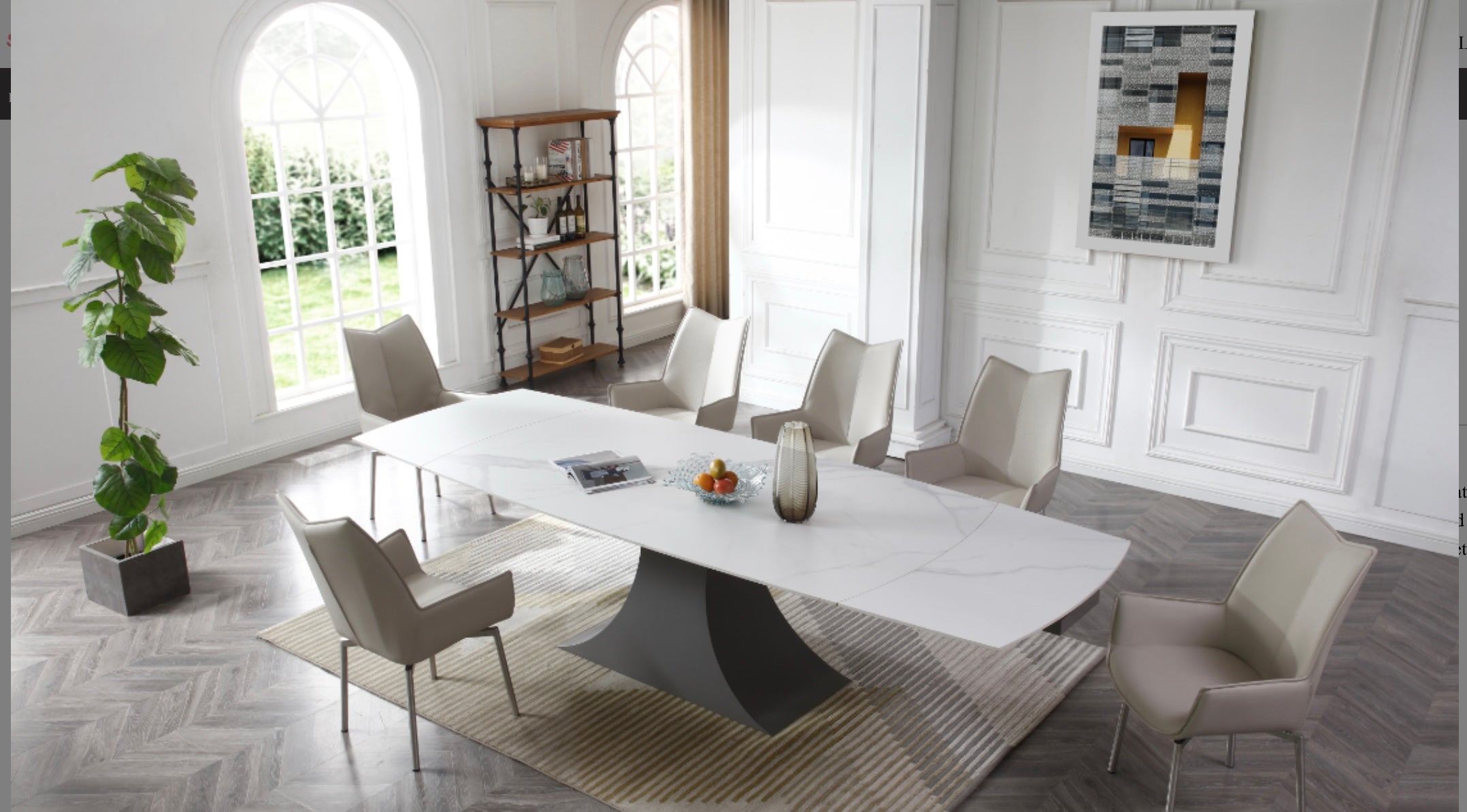 Elegance dining table - white ceramic top - Euro Living Furniture