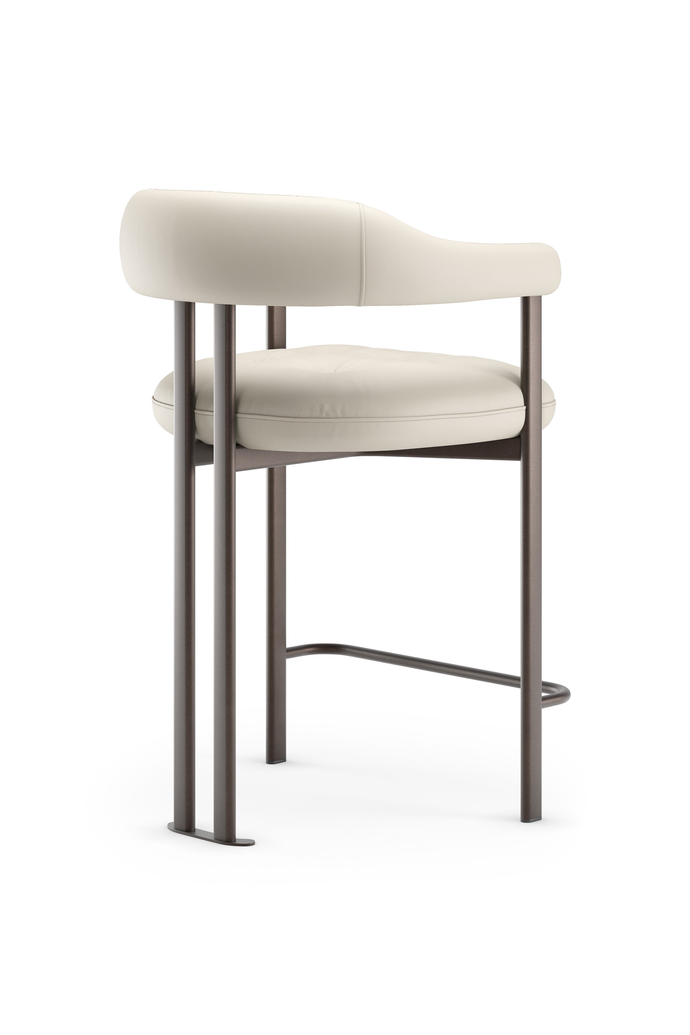 Greta Counter stool By Cattelan Italia in FINISH:GFM18 Bronze embossed LEATHER: 995 Nardo - Euro Living Furniture