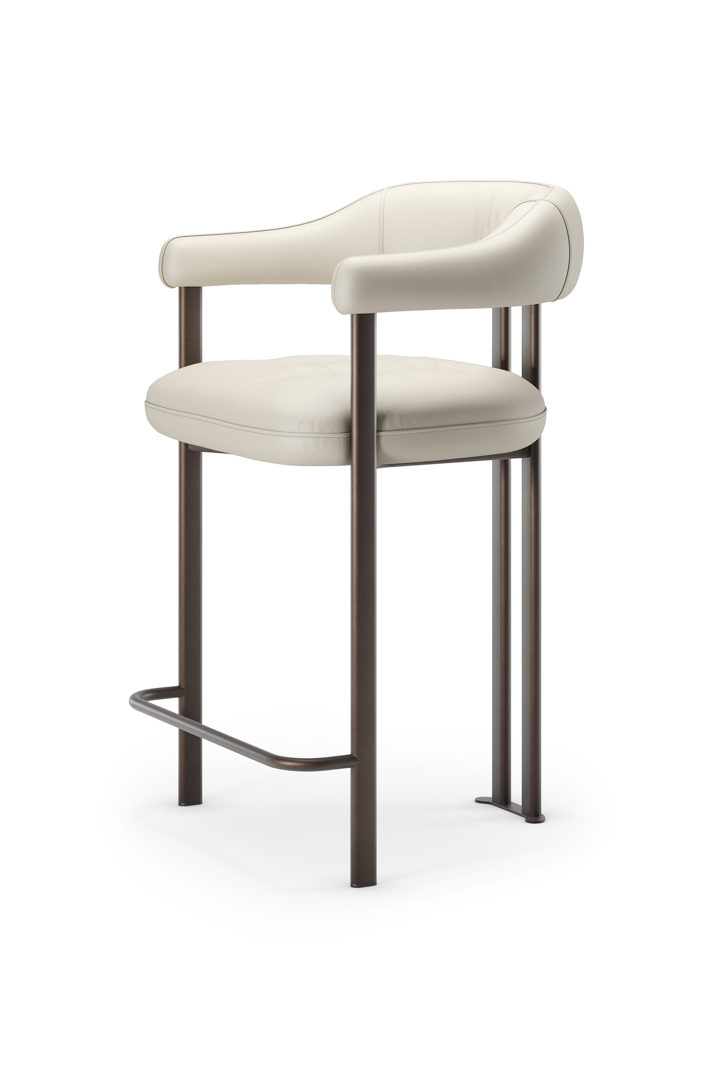 Greta Counter stool By Cattelan Italia in FINISH:GFM18 Bronze embossed LEATHER: 995 Nardo - Euro Living Furniture