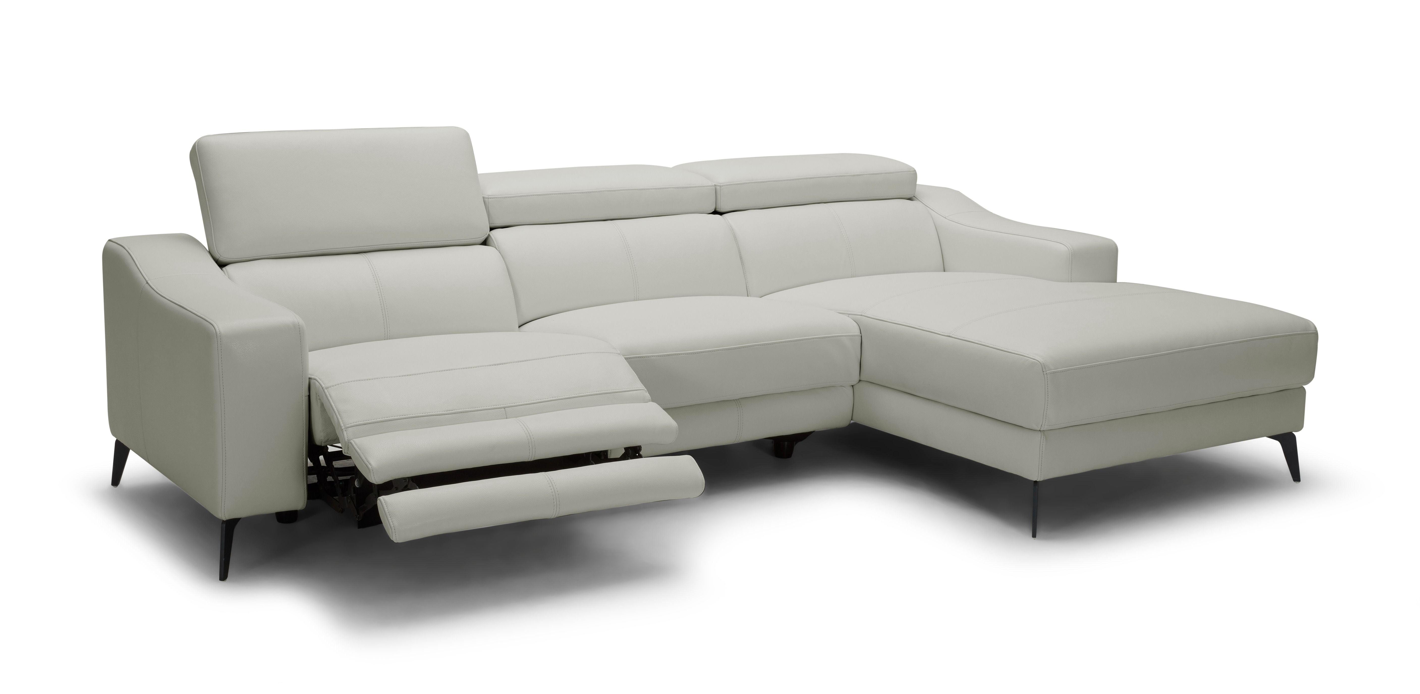 Gemini White Leather Sectional w/One Recliner - Euro Living Furniture