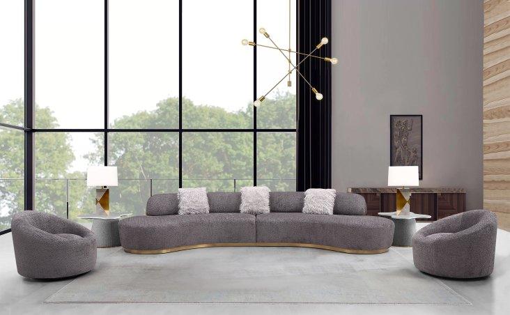Jupp Fabric Sectional Grey - Euro Living Furniture