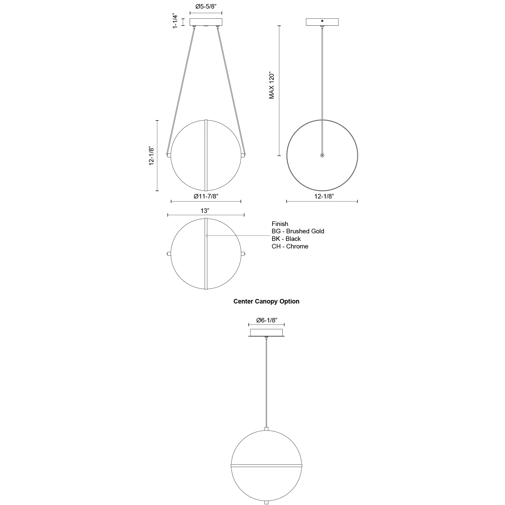 ARIAN 12-IN PENDANT - Euro Living Furniture