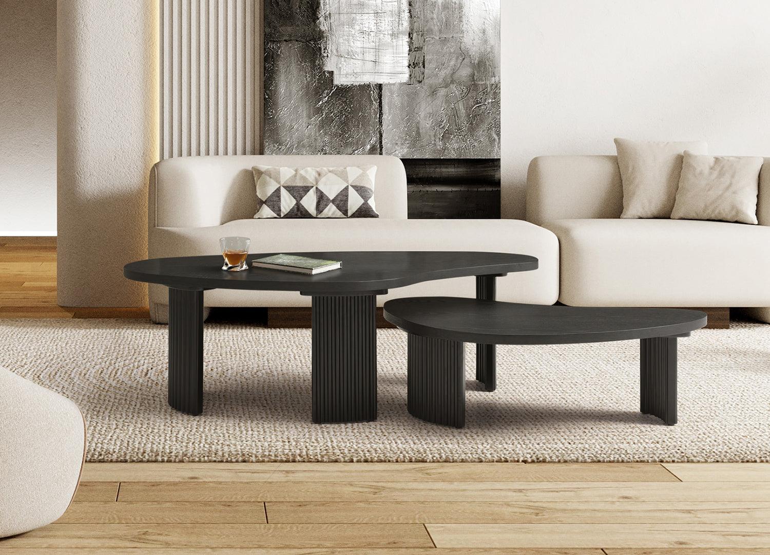 Pamela 2pcs Coffee Table Black Oak - Euro Living Furniture