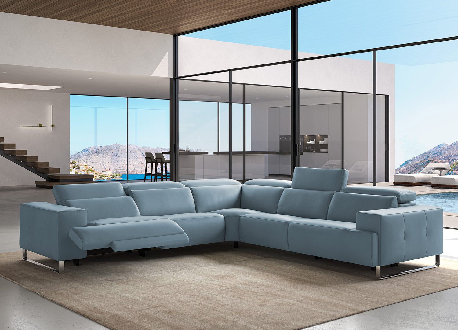 TAINO RECLINER SECTIONAL | BLUE - Euro Living Furniture