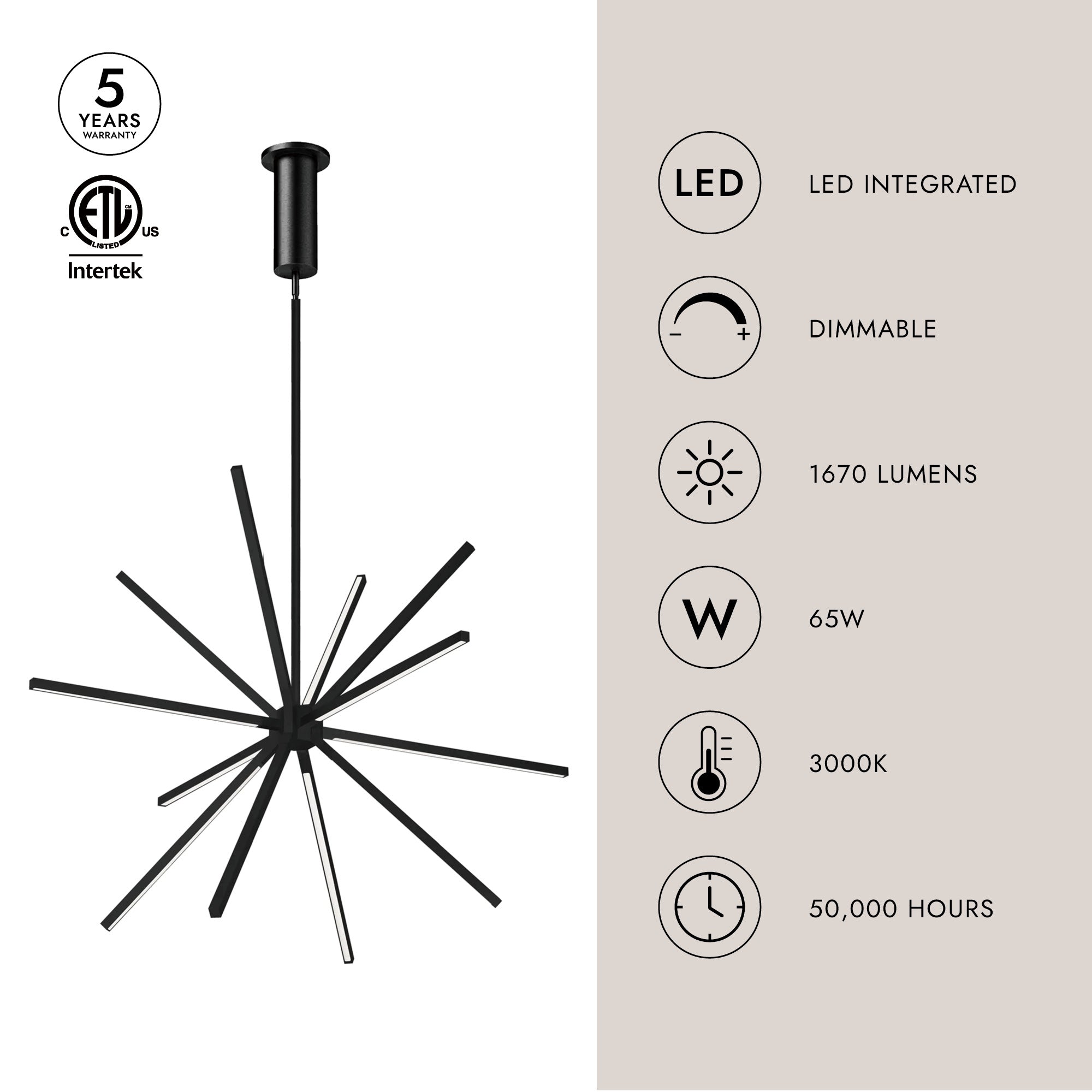 Starburst 32-in Pendant - Euro Living Furniture