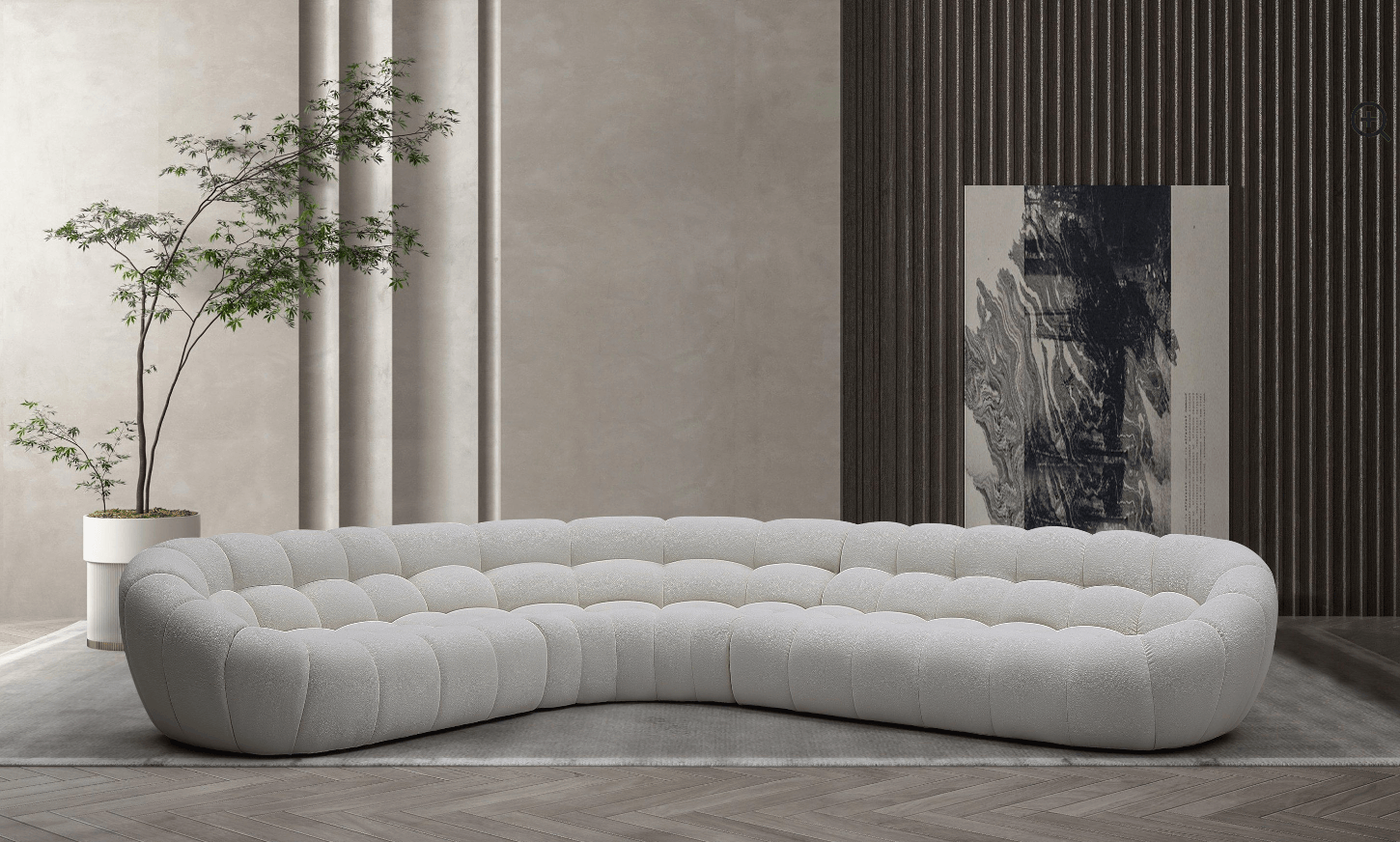 Luzmina Sectional Fabric 204in - Euro Living Furniture