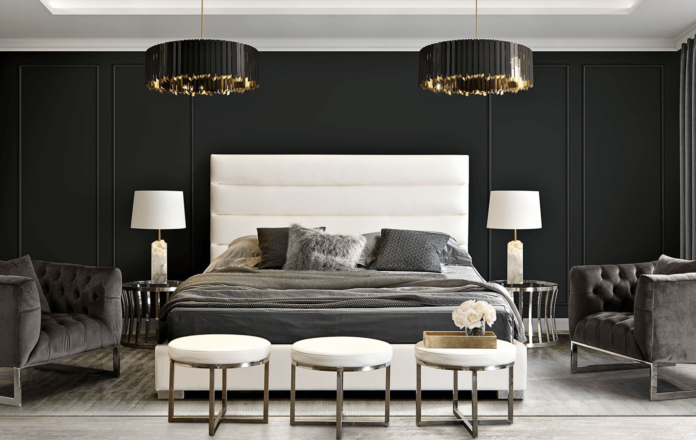 Dotbar King Bed White 82 x 91x 58 Vegan Leather - Euro Living Furniture