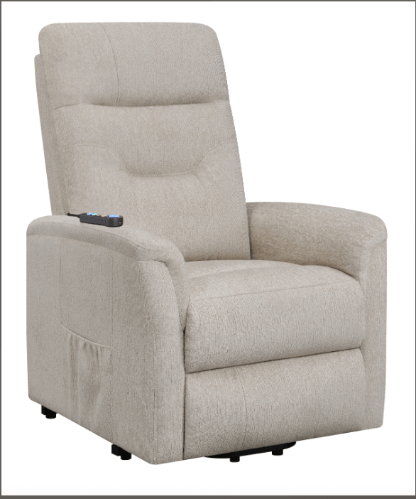 Henrietta Power Lift Recliner With Storage Pocket Beige - Euro Living Furniture