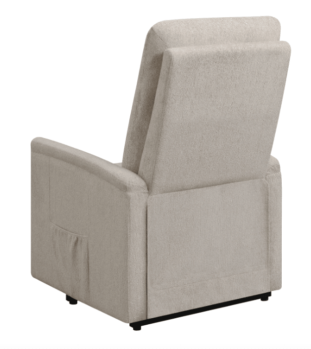 Henrietta Power Lift Recliner With Storage Pocket Beige - Euro Living Furniture